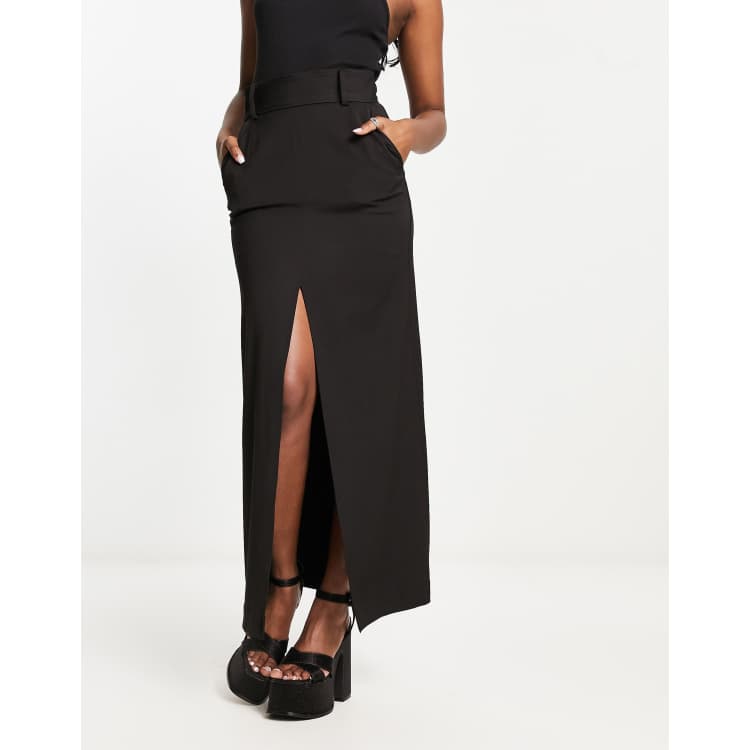 & Other Stories maxi skirt with split in black