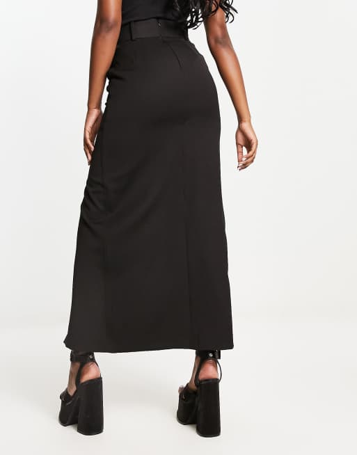 & Other Stories maxi skirt with split in black