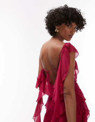 & Other Stories Maxi Slip Dress With Tiered Ruffle Detail And Low Tie Back