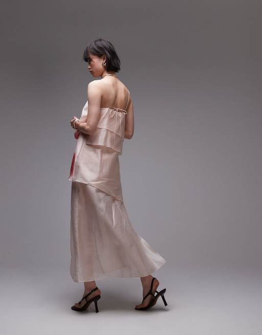 & Other Stories – Maxikleid aus durchscheinendem Chiffon mit Lagen und Blumenapplikation, 4 von 4