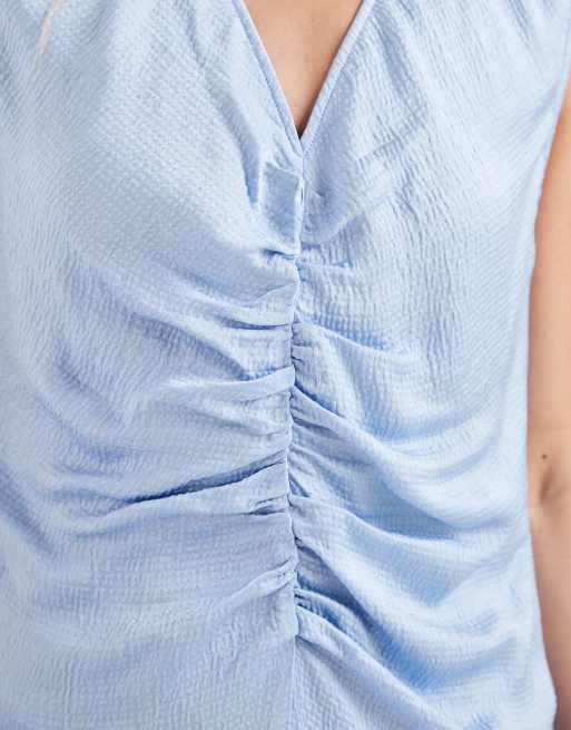 & Other Stories – Maxikleid in Hellblau mit geraffter Vorderseite und V-Ausschnitt, 3 von 4