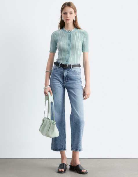 & Other Stories – Mellanblå ankellånga jeans med vida ben och vintagetvätt - view 1
