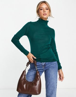 & Other Stories merino high neck knitted sweater in dark green | ASOS