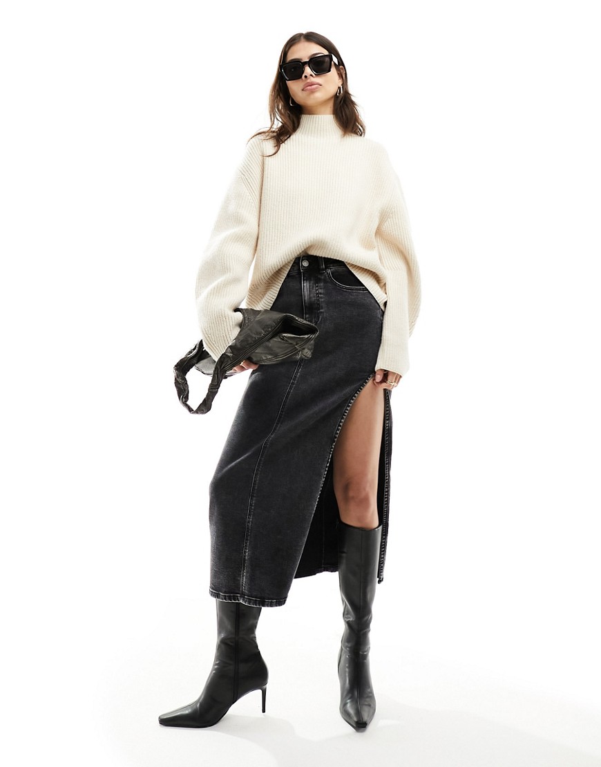 Other Stories &  Merino Wool And Cotton Blend Sweater With Sculptural Sleeves In Off-white