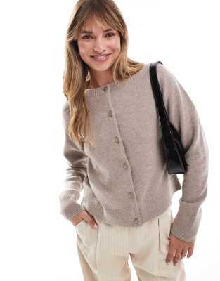 & Other Stories & Other Stories merino wool blend cardigan with button front in dark beige-Neutral