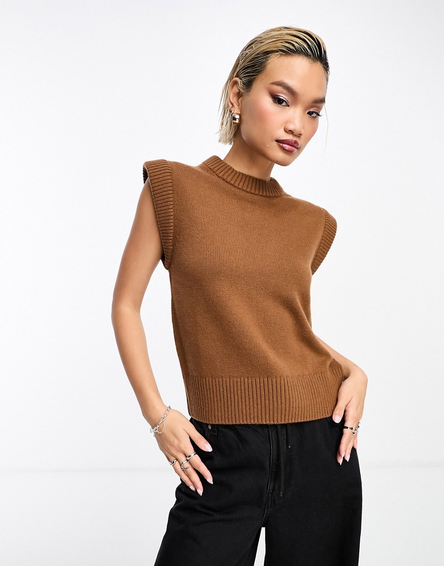Other Stories &  Merino Wool Blend Knit Tank With Extended Shoulders In Brown