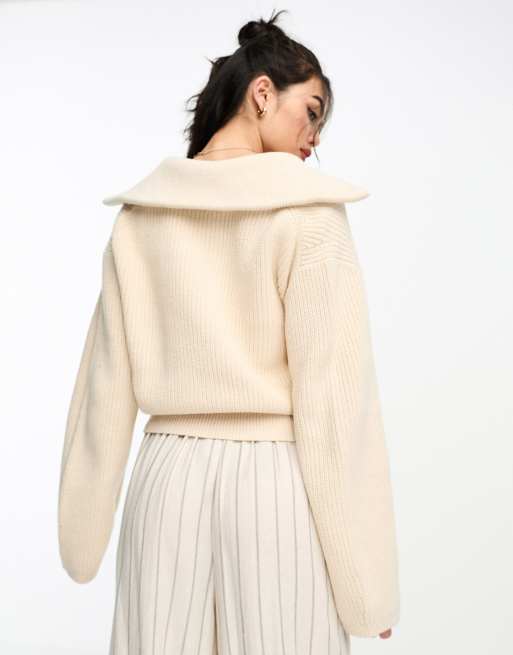  Other Stories mock neck sweater in beige melange