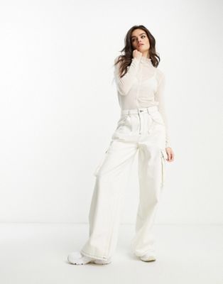Other Stories &  Merino Wool Lettuce Edge Top In Off White