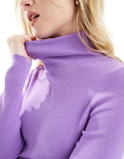 & Other Stories merino wool sheer high neck knitted top in dusty purple, 2 of 4