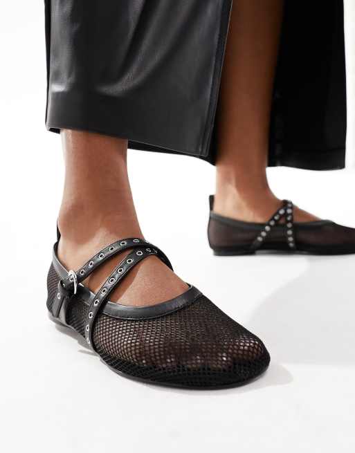 & Other Stories mesh ballerina pumps in black | ASOS