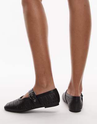 & Other Stories Mesh Buckle Strap Ballet Flats In Black