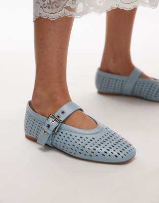 & Other Stories Mesh Buckle Strap Ballet Flats In Blue