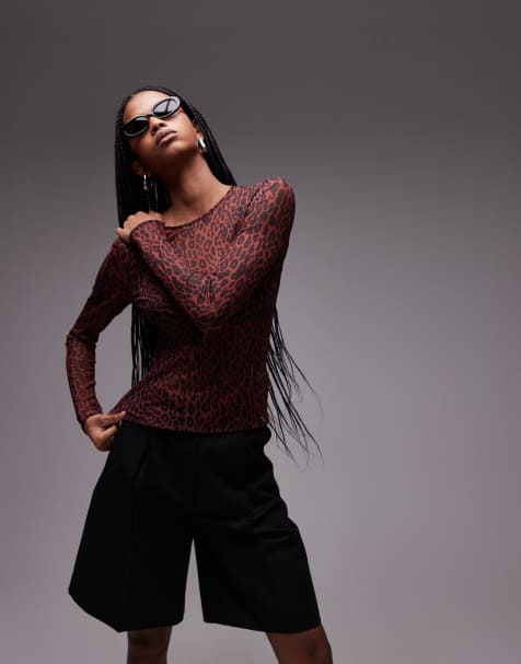 & Other Stories mesh long sleeve top in leopard print - view 1