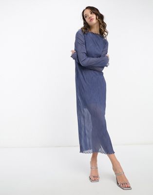 & Other Stories mesh midi dress in blue