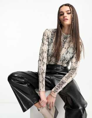 & Other Stories mesh top in snake print