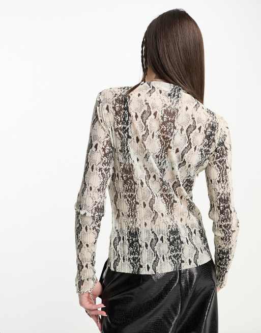 & Other Stories mesh top in snake print