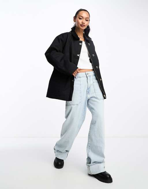 & Other Stories - Met was behandeld cocoon-jack met asymmetrische gespsluiting aan de voorkant
