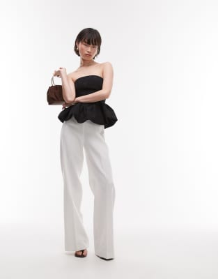 & Other Stories Metallic Floral Brocade Bandeau Top With Bubble Hem