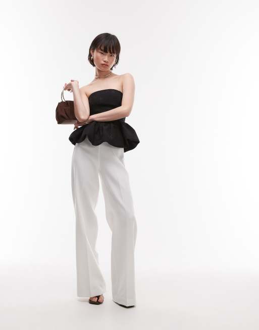 & Other Stories metallic floral brocade bandeau top with bubble hem in black, 2 of 4