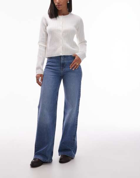 & Other Stories mid rise wide leg jeans in mid blue wash 