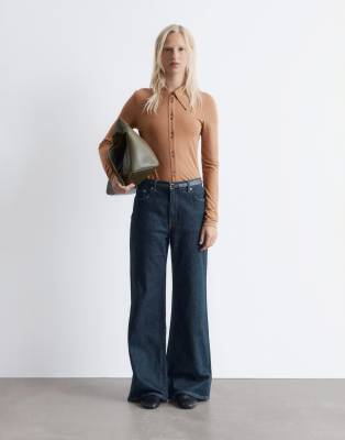 & Other Stories Mid Rise Wide Leg Jeans In Blue