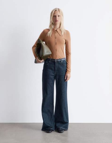 & Other Stories mid rise wide leg jeans in rinse wash indigo