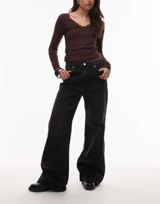 & Other Stories Mid Rise Wide Leg Jeans In Black