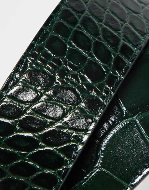Other Stories mid waist belt in green croc