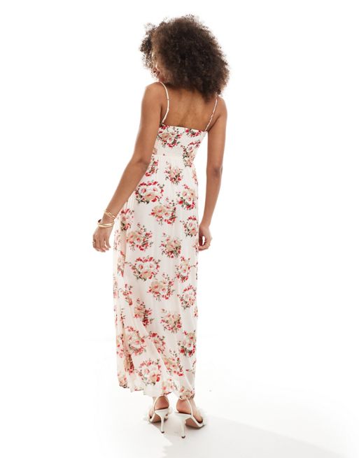  Other Stories midaxi bustier dress with keyhole twist front detail in  floral print
