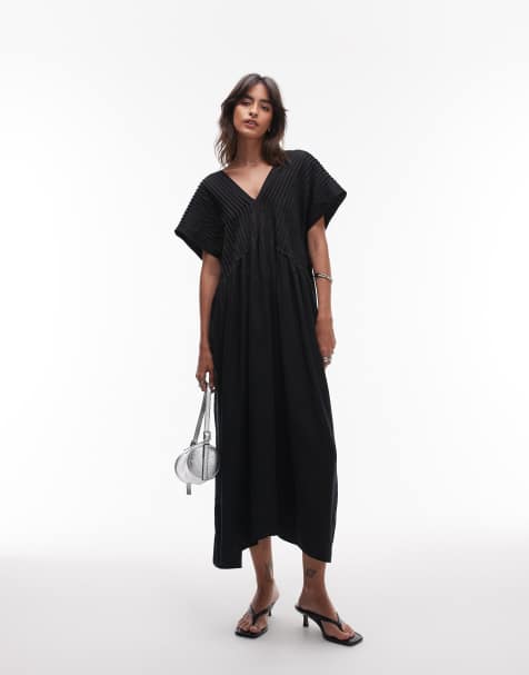 & Other Stories midaxi dress with pintuck bodice in black - view 1