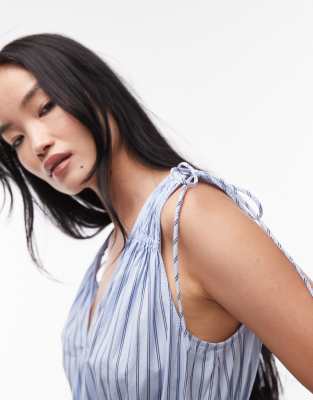 & Other Stories Midaxi Dress With Ruched Tie Shoulder Detail