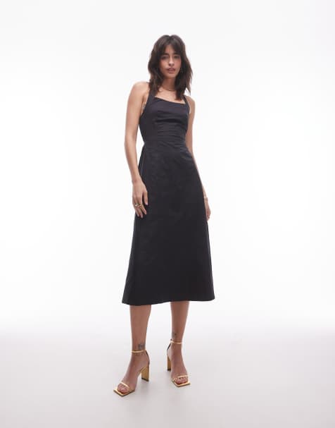& Other Stories midaxi halter neck dress in black - view 1
