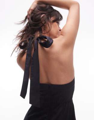 & Other Stories Midaxi Halter Neck Dress In Black