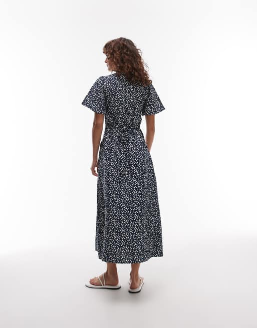 & Other Stories – Midaxi-Hemdblusenkleid in Blau mit Zipfelsaum, 3 von 4