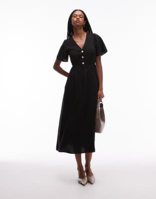 & Other Stories - Midaxi-Kleid in Schwarz mit Flatterärmeln