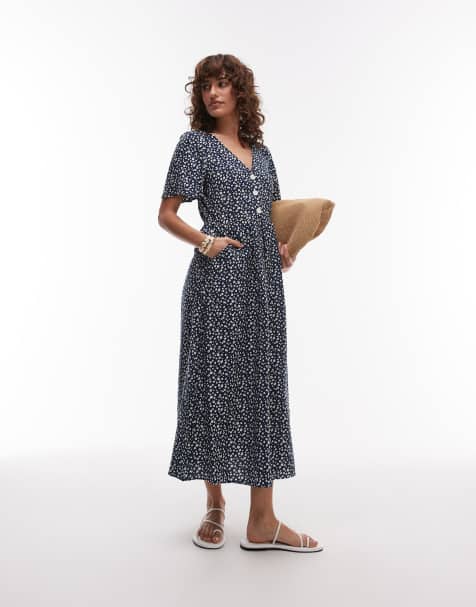 & Other Stories midaxi shirt dress with handkerchief hem in blue - view 1