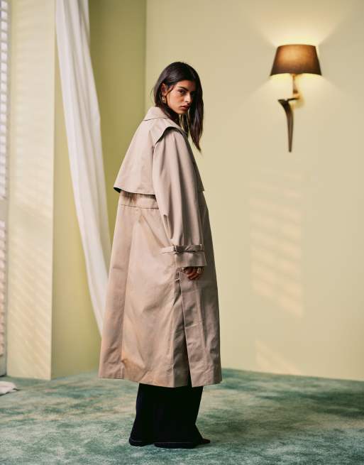 & Other Stories midaxi trench jacket with convertible collar detail in beige