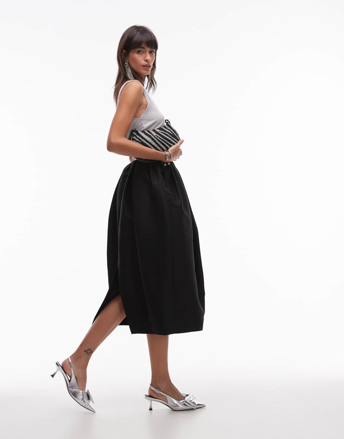 & Other Stories midaxi volume balloon skirt in black