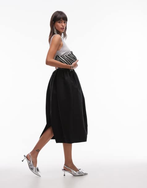 & Other Stories midaxi volume skirt in black