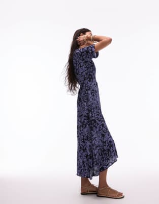 & other stories midaxi wrap dress in abstract ditsy floral print