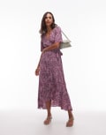 [Other Stories] & Other Stories midaxi wrap dress in pink abstract print-Multi 38 Pink abstract print