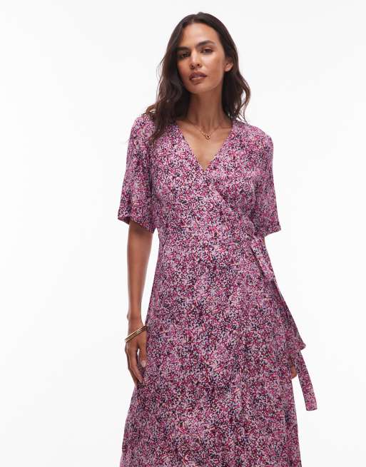 & Other Stories midaxi wrap dress in pink abstract print, 2 of 4