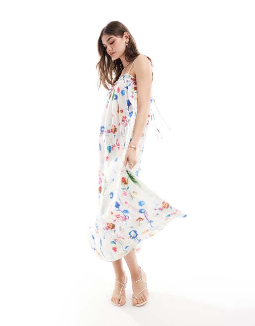 & Other Stories - Midaxikjole med dobbeltstropper og lyst blomsterprint
