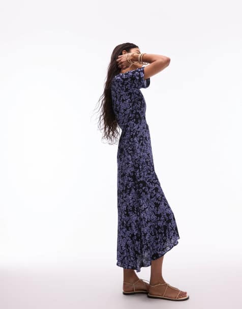 & Other Stories – Midaxiklänning med omlottdesign och abstrakt, småblommigt mönster - view 1