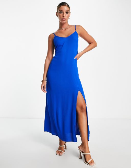 & Other Stories midi cami dress with tie back detail in blue | ASOS