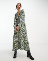 & Other Stories linen blend bustier midi dress in floral | ASOS