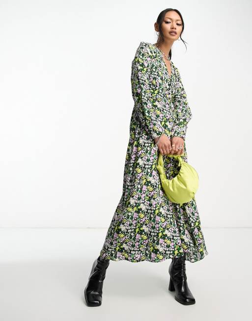 & Other Stories - Midi jurk met diepe V-hals en bloemenprint, 3 van 4