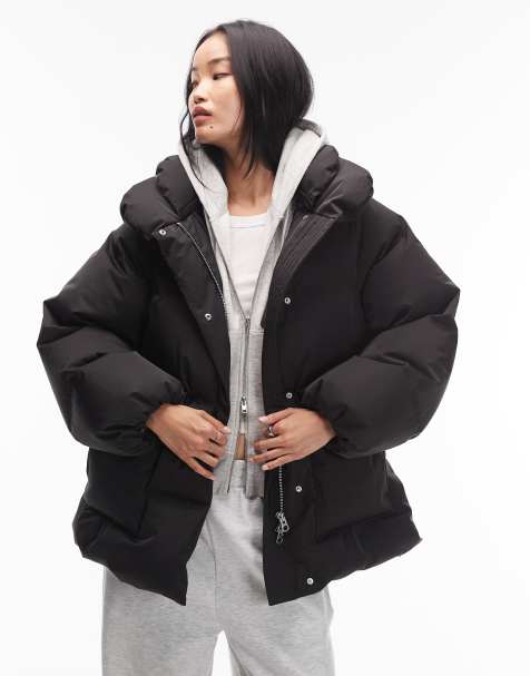 & Other Stories midi padded puffer coat with front pockets in black - view 1