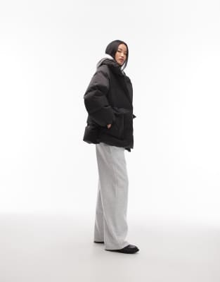 & Other Stories Midi Padded Puffer Coat With Front Pockets In Black