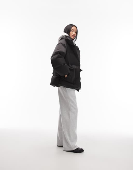 & Other Stories midi padded puffer coat with front pockets in black